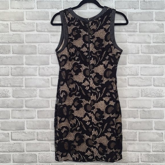 Tart Black Lace Overlay Floral Crew Neck Above Knee Sz Small Dress - Picture 4 of 7